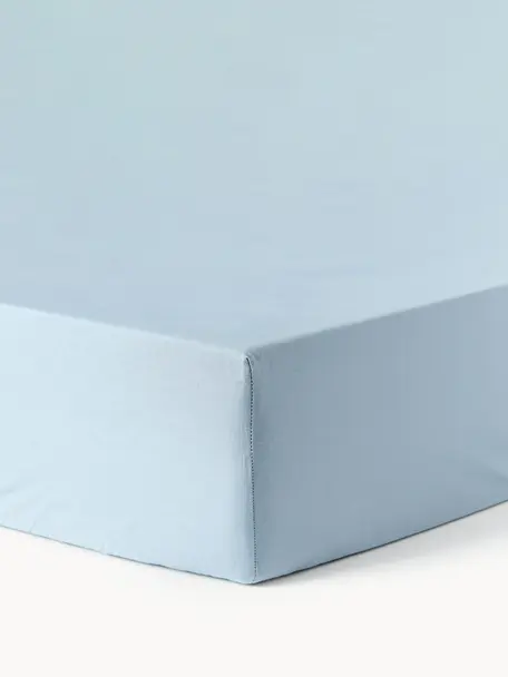 Topper hoeslaken Elsie, katoen perkal, Weeftechniek: perkal Draaddichtheid 200, Lichtblauw, B 90 x L 200 cm, H 15 cm