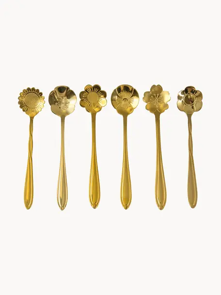 Set de cucharitas Flower, 6 uds., Acero inoxidable recubierto cepillado

La cubertería está hecha de acero inoxidable. Por tanto, es duradera, inoxidable y resistente a las bacterias, Dorado, L 12 cm