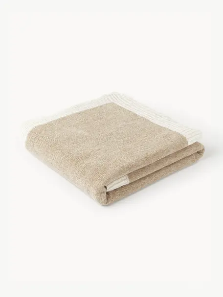 Decke Demi aus Chenille, 100 % Polyacryl, Hellbeige, Cremeweiß, B 130 x L 170 cm