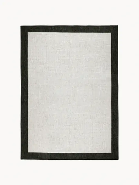 Tapis intérieur-extérieur, à faces distinctes Panama, 100 % polypropylène, Blanc cassé, noir, larg. 160 x long. 230 cm (taille M)