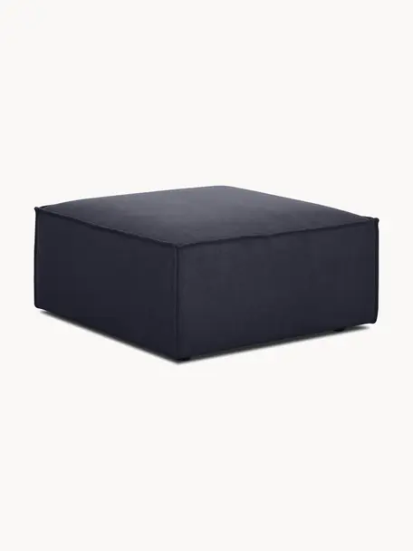 Voetenbank Lennon, Bekleding: 100% polyester De slijtva, Frame: massief grenenhout, FSC-g, Poten: kunststof, Geweven stof donkerblauw, B 88 x D 88 cm
