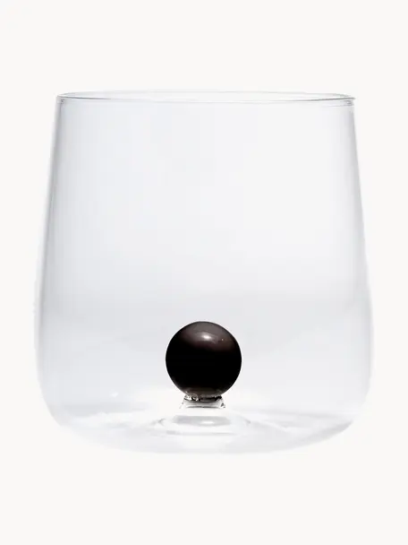 Bicchieri acqua fatti a mano Bilia 6 pz, Il vetro borosilicato è un materiale leggero ma robusto. Grazie alla sua resistenza alla temperatura è adatto anche per bevande calde., Trasparente, nero, Ø 9 x Alt. 9 cm, 440 ml