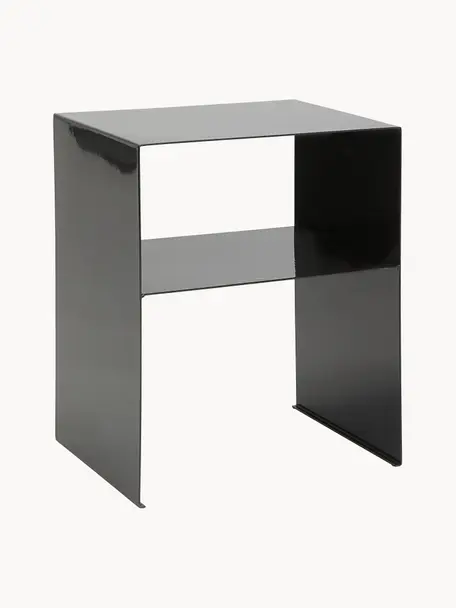 Kovový odkládací stolek Fari, Potažený kov, Černá, Š 40 cm, H 32 cm