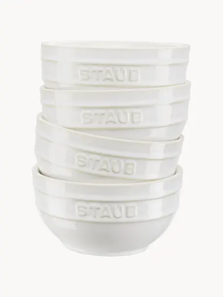 Ručně vyrobené misky v různých velikostech Ceramique, 4 ks, Keramika, smaltovaná, Tlumeně bílá, Ø 12 cm, V 6 cm