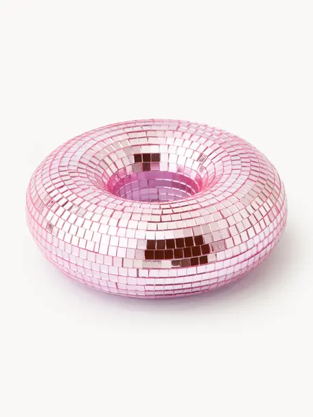 Glitzerndes Deko-Objekt Disco Donut, Glas, Harz, Hellrosa, Ø 15 cm