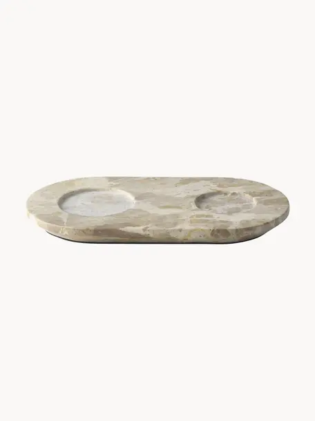 Portasapone in marmo Marble, Marmo, Beige marmorizzato, Larg. 14 x Lung. 26 cm