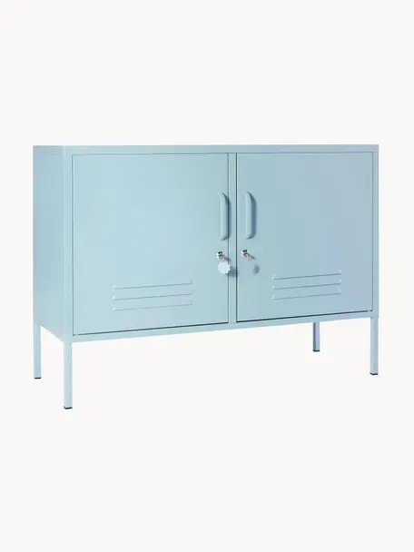 Metall-Sideboard The Lowdown, Stahl, pulverbeschichtet, Hellblau, B 100 x H 72 cm