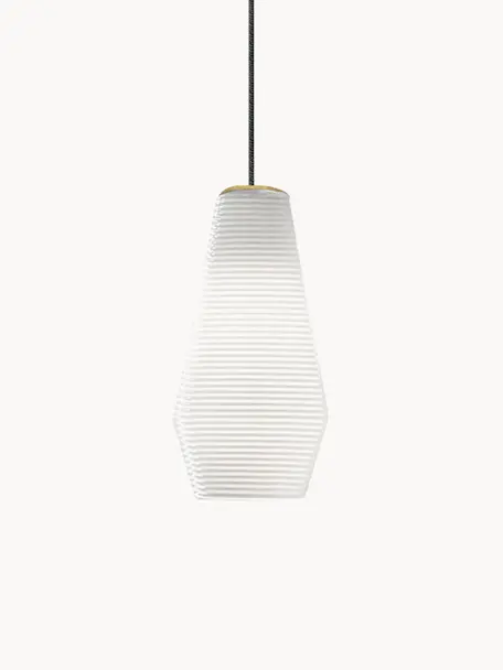 Lampada a sospensione in vetro soffiato Olivia, Paralume: vetro, Bianco, Ø 13 x Alt. 27 cm