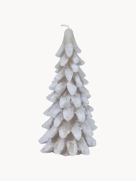 Candela natalizia decorativa Tree, Cera, Grigio chiaro, bianco, Ø 10 x Alt. 20 cm