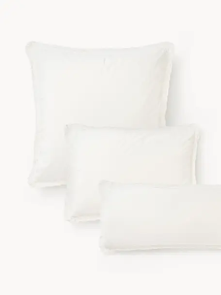 Taie d'oreiller en coton à volants Adoria, Blanc, larg. 50 x long. 70 cm