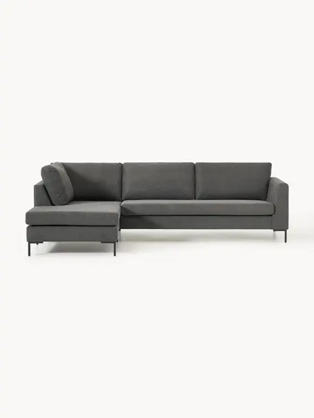 Ecksofa Luna, Bezug: 100 % Polyester Der strap, Gestell: Massives Buchenholz, Schi, Füße: Metall, galvanisiert Das , Webstoff Anthrazit, B 280 x T 184 cm, Eckteil links