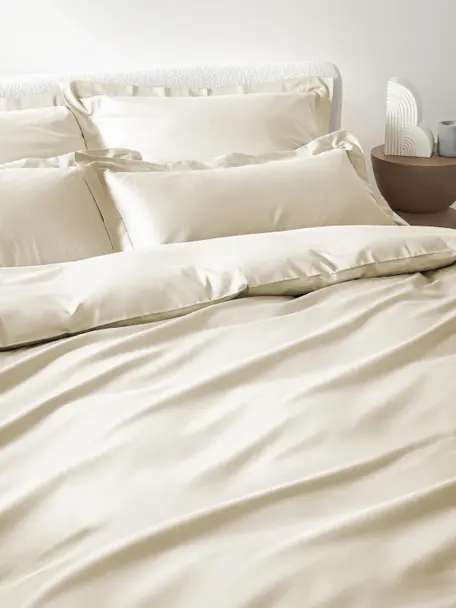 Funda nórdica de satén Premium, Beige claro, Cama 150/160 cm (240 x 220 cm)