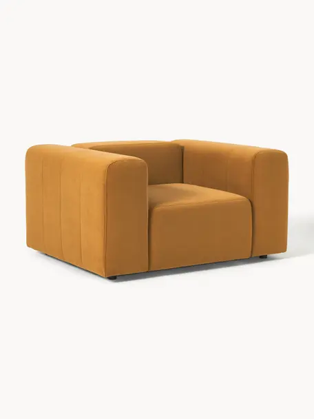 Fauteuil en velours Lena, Tissu ocre, larg. 134 x prof. 106 cm