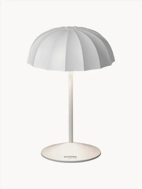 Malá prenosná stolová LED lampa do exteriéru Ombrellino, Biela, Ø 16 x V 23 cm