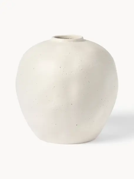 Vase en grès cérame Bruno, Grès cérame, Blanc cassé, Ø 26 x haut. 26 cm