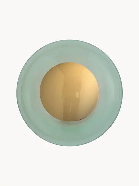 Lampa sufitowa ze szkła dmuchanego Horizon, Stelaż: metal powlekany, Miętowy zielony, odcienie złotego, Ø 21 x G 17 cm