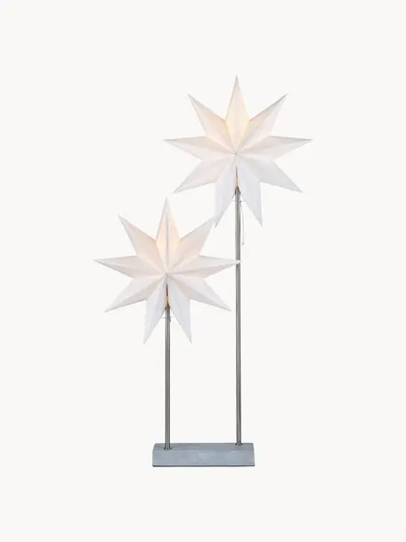 Estrellas luminosa artesanales Duva, Estructura: acero recubierto, Cable: plástico, Blanco, plateado, An 46 x Al 80 cm