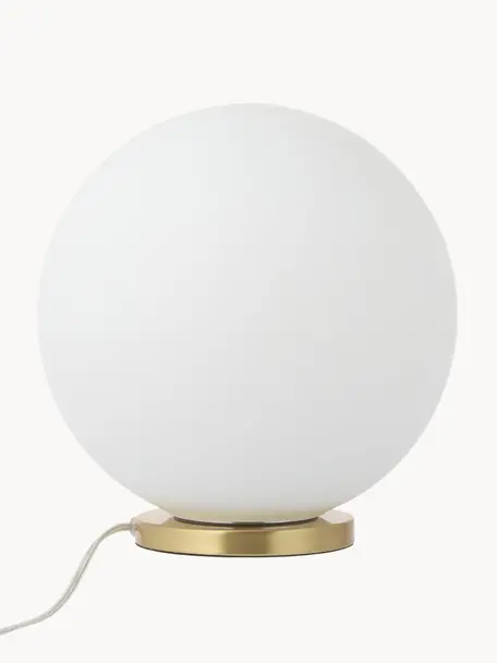 Petite lampe à poser boule Beth, Blanc, doré, Ø 25 x haut. 26 cm