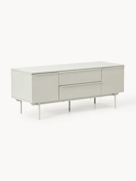 Aparador de madera Elona, Estructura: tablero de fibras de dens, Patas: metal con pintura en polv, Beige claro, An 180 x Al 55 cm