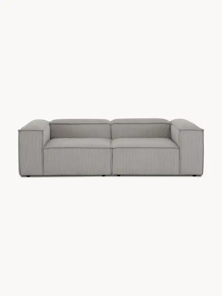 Modulares Sofa Lennon (3-Sitzer) aus Cord, Bezug: Cord (92 % Polyester, 8 %, Gestell: Massives Kiefernholz FSC-, Füße: Kunststoff, Cord Grau, B 238 x T 119 cm