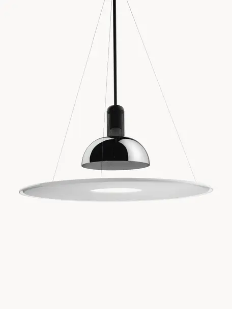 Lampada a sospensione luce regolabile Frisbi, Struttura: metallo rivestito, Bianco, argentato, Ø 60 x Alt. 73 cm