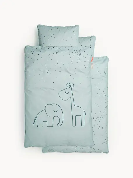 Linge de lit bébé Dreamy Dots, 100% coton, certifié Oeko-Tex, Vert sauge, 100 x 140 cm + 1 taie d'oreiller 40 x 60 cm