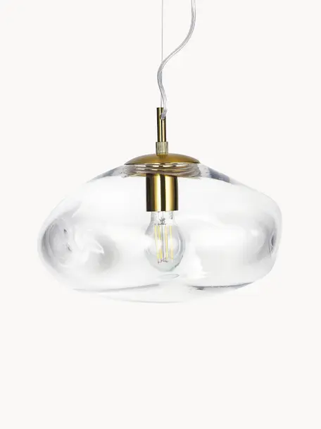 Pendelleuchte Amora, Lampenschirm: Glas, Baldachin: Metall, gebürstet, Transparent, Messingfarben, Ø 35 x H 20 cm