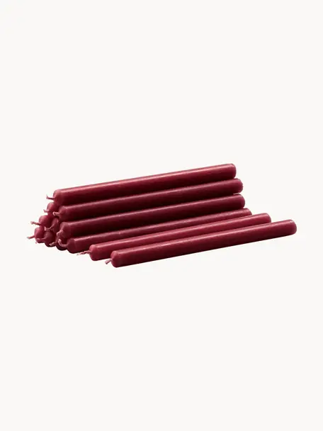 Tenké stolní svíčky Stoff Nagel, 12 ks, Parafínový vosk, Vínově červená, Ø 1 cm, V 18 cm