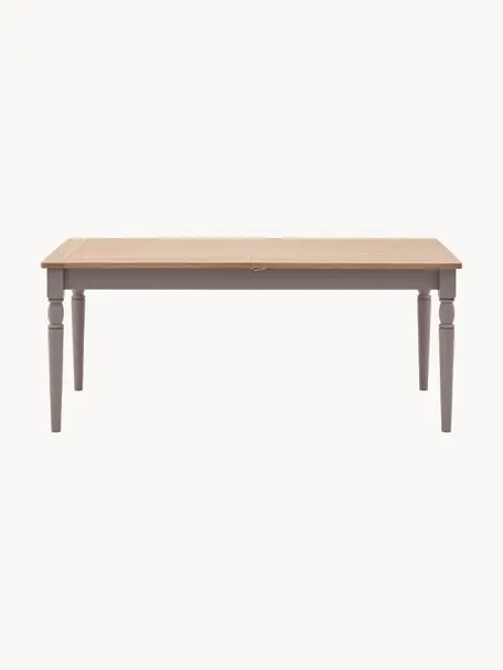 Table extensible artisanale en bois Eton, 180 - 230 x 95 cm, Bois de chêne, taupe, larg. 180 - 230 x prof. 95 cm