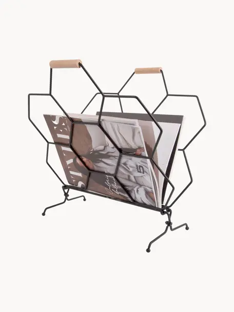 Zeitschriftenhalter Honeycomb, Griffe: Holz, Schwarz, Holz, B 40 x H 45 cm
