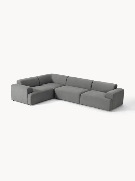 Sofá rinconera grande Melva (4 plazas), Tapizado: 100% poliéster Alta resis, Estructura: madera de pino y abeto ma, Patas: plástico. Este producto e, Tejido gris oscuro, An 339 x F 220 cm, chaise longue izquierda