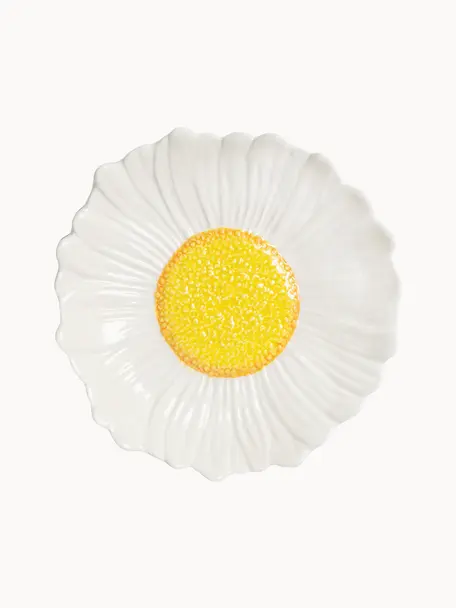 Miska Flower, Kamionka glazurowana, Biały, słoneczny żółty, w kształcie stokrotki, Ø 18 x W 4 cm