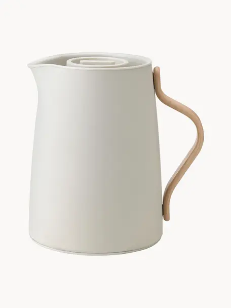 Tetera Emma, 1 L, Estructura: acero inoxidable recubier, Asa: madera de haya, Beige claro mate, 1 L