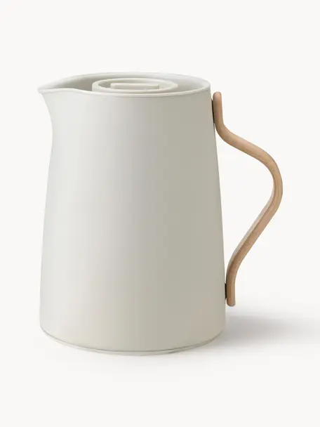 Tetera Emma, 1 L, Estructura: acero inoxidable recubier, Asa: madera de haya, Beige claro mate, 1 L