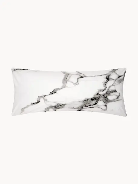 Funda de almohada de percal Malin, 45 x 110 cm, Mármol gris claro y negro, An 45 x L 110 cm
