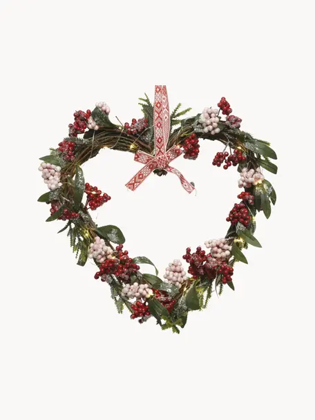 LED-Weihnachtskranz Heart B 36 cm, Kunststoff, Rot, Grün, Weiß, B 36 x H 43 cm