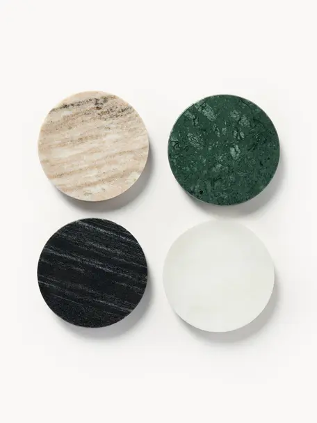 Dessous de verre en marbre de différentes couleurs Callum, 4 élém., Marbre, Multicolore, marbré, Ø 10 x haut. 1 cm