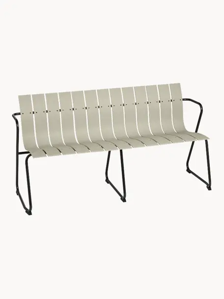 Banc de jardin artisanal Ocean, Beige clair, noir, larg. 157 x prof. 58 cm