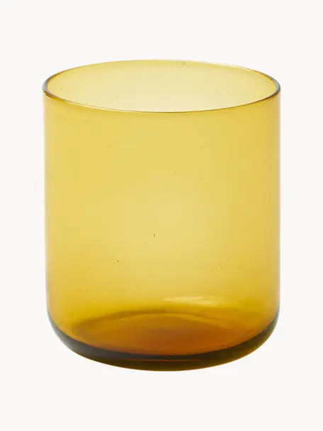 Ručně foukané sklenice Bloom, 6 ks, Foukané sklo, Žlutá, Ø 7 cm, V 8 cm, 220 ml