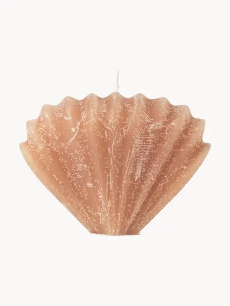 Candela fatta a mano a forma di conchiglia Seashell, Paraffina, Arancione, Larg. 15 x Alt. 10 cm