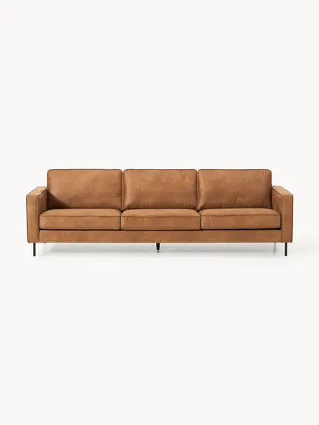 Sofa Hunter (3-Sitzer) aus recyceltem Leder, Bezug: Recyceltes Leder (70% Led, Gestell: Massives Kiefernholz, hoc, Füße: Metall, pulverbeschichtet, Leder Braun, B 264 x T 90 cm