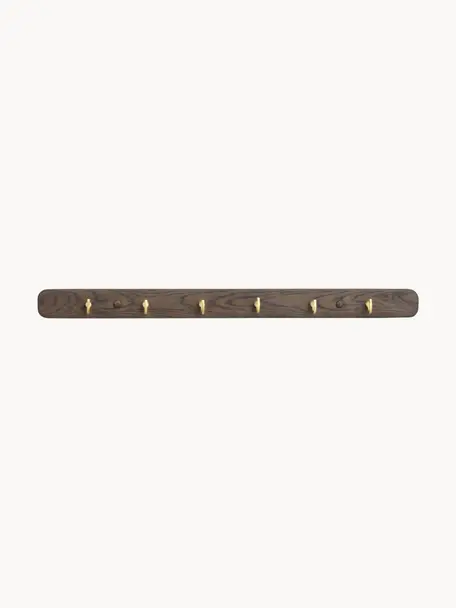 Wandkapstok Inverness van eikenhout, Lijst: eikenhout, bruin gelakt, Eikenhout, goudkleurig, B 65 cm