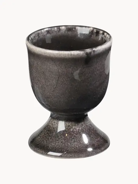 Coquetiers artisanaux Nordic Coal, 4 pièces, Grès cérame, Noir, Ø 5 x haut. 6 cm