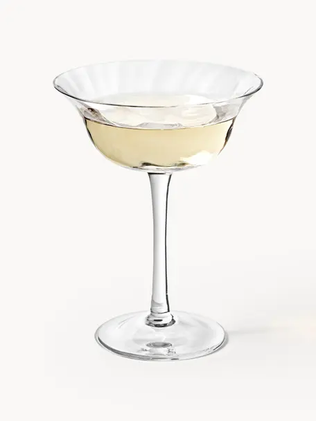 Ručně foukané sklenice na šampaňské, Swirl, 4 ks, Sklo, Transparentní, Ø 12 cm, V 16 cm, 200 ml