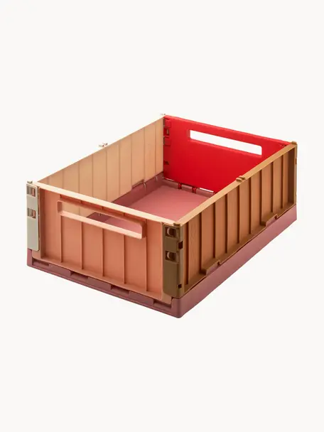 Skládací box Weston, 60 % recyklovaný polypropylen, 40 % polypropylen, Hnědá, odstíny růžové, korálově červená, Š 50 cm, V 20 cm