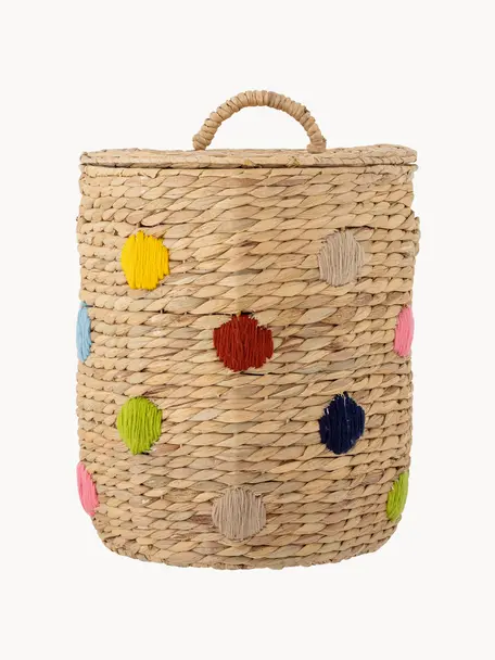 Cesta con tapadera Jooha, Jacinto de agua, Beige claro, multicolor, Ø 33 x Al 38 cm