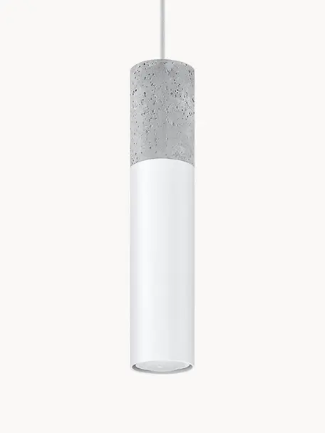 Lampada a sospensione in cemento Edo, Paralume: cemento acciaio, Baldacchino: acciaio, Grigio, bianco, Ø 6 x Alt. 30 cm