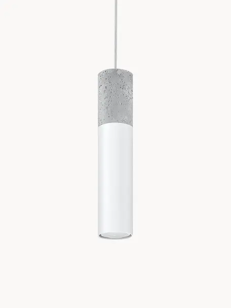 Petite suspension en béton Edo, Gris, blanc, Ø 6 x haut. 30 cm