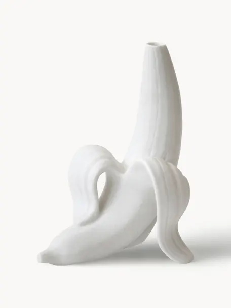 Vaso in porcellana Banana, alt. 15 cm, Porcellana, Bianco opaco, Larg. 14 x Alt. 15 cm