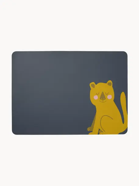 Placemats Leo Löwe, 2 stuks, PVC met leren look, Leeuw, B 33 x L 46 cm